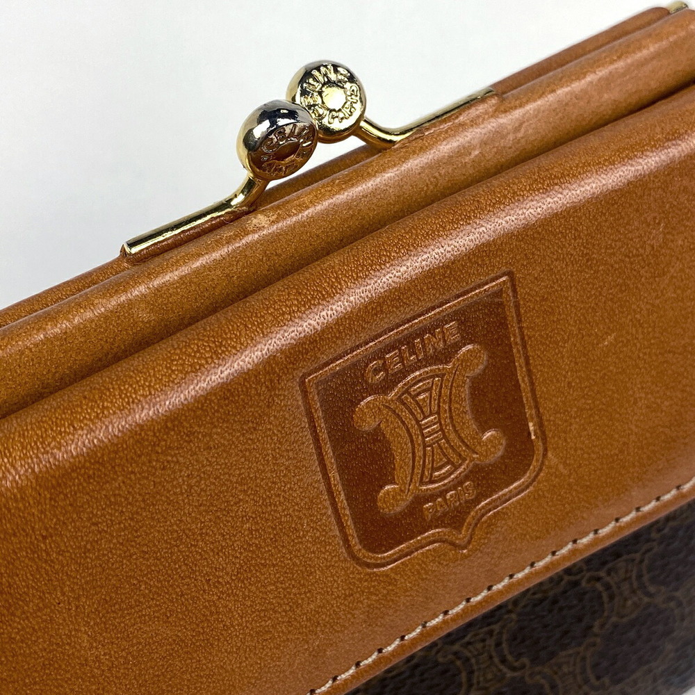 Celine Wallet fold Tri Macadam Compartment Brown Wallet